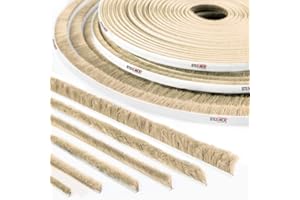 STEIGNER 5m Joint brosse adhésif pour porte coulissante BEIGE, bande de brosse anti-poussière, hauteur 5 mm