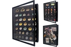 GraduationMall Ramka Shadow Box ze zdejmowanymi półkami, 16 x 20 cm, czarna, głęboka witryna z pamięcią, na medale wojskowe, kwiaty, pamiątki kolekcjonerskie