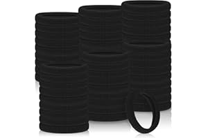 cobee 100 sztuk gumek do włosów 4 cm dla kobiet, nylonowe gumki do włosów, nie uszkadzają grubych włosów, bezszwowe, miękkie, do końskiego ogona, elastyczne (czarne)