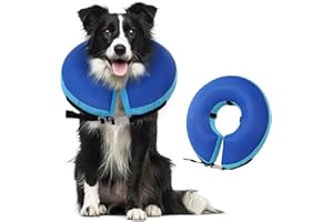 PUZAUKAL Collerette pour Chien Gonflable Collier de Récupération Chien Anti Lechage Ajustable Collier de Protection pour Chien Anti-Morsure Après la Chirurgie,Bleu-XL