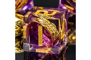 KERWELLSI Resin Lord Of The Rings DND Dice Set D&D with Gifts Box, Purple Sharp Edge Polyhedral Age 14+ & RPG Role Playing Game Dice, 7Pcs Dungeons and Dragons Dice D20 D12 D10 D8 D6 D4