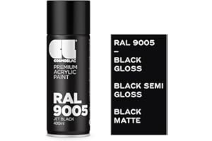 CL COSMOS LAC - Vernice spray nero opaco, bomboletta spray per fai da te da 400 ml, vernice acrilica, adatta per plastica, metallo e altre superfici (RAL 9005 - nero opaco)