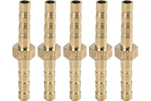 X AUTOHAUX 4mm Brass Barb Hose Fitting Straight Joiner for Air Water Oil 5pcs