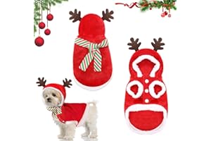 RosyFate Kostium Bożonarodzeniowy Łosia dla Psa - Ubranie dla Małych Psów i Kotów na Boże Narodzenie z Szalikiem