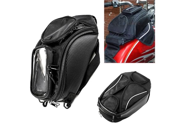 Krtopo Sacoche de Réservoir De Moto Sacoche Magnétique Oxford avec Grande Fenêtre Siège Arrière Universelle Queue