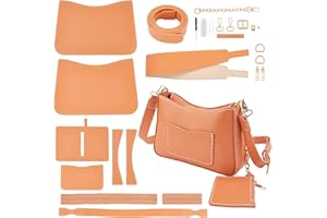 WADORN 26pcs Ensemble de Fabrication de Sacs Faits à la Main, Sac à Bandoulière en Cuir PU Kits Cousus Sac de Bricolage Faisant Tout le Matériel avec Poche Zippée Sac à Bandoulière Faisant,26×17cm