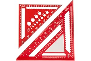 Beslands Rafter Square Metric 300mm/12 inch with Note Surface & 180mm/7 inch Roofing Square Drill Gauge, Aluminum Metric Woodwork Carpenters Square, Triangle Ruler Protractor