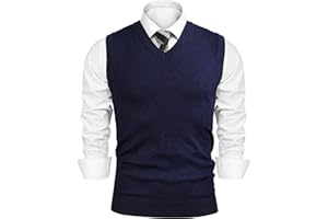 iClosam Męska kamizelka z dzianiny z dekoltem w kształcie litery V Comfort Fit, bawełniana kamizelka z dzianiny