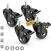 Set 4 Rotelle Per Mobili Con Freno, 2 Pollici, Gomma Silenziosa Per Pavimenti Delicati (Parquet, Laminato) – 2 Fissi, 2 Con Freno