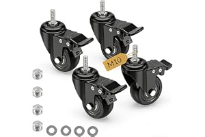 IQWTU styrhjul 50 mm med broms, 4 stycken möbelhjul med M10 x 1,5 x 30 mm skruvar, tunga lasthjul inkl. Monteringstillbehör