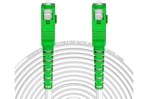 opteec® - Câble Fibre Optique Blindé - 5M - ORANGE/SFR/BOUYGUES/SOSH/RED by SFR - Rallonge/Jarretière - SC-APC à SC-APC Renforcé - Simplex Monomode - Garantie 10 Ans - Blanc (5M)