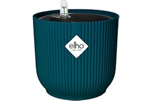 elho Vibes Fold Round Flower Pot with Self Watering Insert - 100% Recycled Plastic - Plant Pots Indoor - Ø 18 cm - Blue/Deep Blue