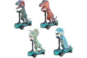 WORUIB 4 Pcs Dinosaur Toys, Dinosaur Toys For Boys, Mini Cartoon Scooter Toy, Rear Pull Mini Finger Scooter Boy Toy, Children'S Gift For Boys And Girls