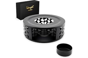 ‎HEIMZEIT heimzeit Stövchen für Teekannen und Kaffeekannen aus hochwertigem Edelstahl [Ø 15 cm, Schwarz] Teewärmer mit Teelichthalter im stilvollen Design, Teestövchen kratzfrei und für alle Größen