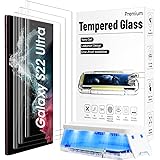 [3 Stück] Galaxy S22 Ultra Schutzfolie 3D edged 9H Glas Schutzfolien,Fingerabdruck-ID Unterstützen,S Pen Glatt HD Schutzglas 