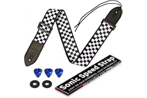 Whilissmsy Guitar Strap Classic Adujstable with Pick and Strap Lock Button,Soft Available for Acoustic,Classical,Electric,Bass Guitars