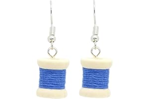 Bluebubble SEW SWEET Bobbin Cotton Reel Dangle Earrings on Gift Card