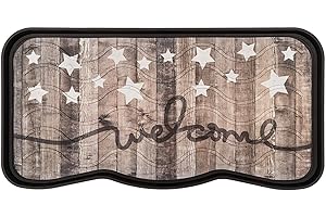 e-floor Tacka ociekowa na buty z nadrukiem | gwiazdy | 38 cm x 75 cm | brązowa | mata na buty | podkładka na buty | ociekacz na buty na deszcz, jesień i zimę | antypoślizgowa | podkładka pod miskę