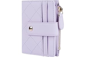 Cynure Women's Cute Leather Card Holder Small Compact Bifold Wallet with Zip Coin Pocket,Light Purple