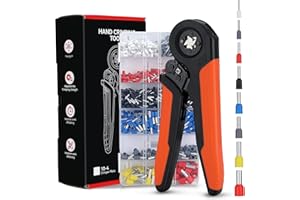 HOLULO Aderendhülsen Set, Crimpzange Set mit 1200 Stück Aderendhülsen Tool Kit, Aderendhülsenzange für 0,08-10mm², Crimpzange Kabelschuhe Selbsteinstellend (Quads-Orange)