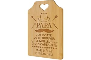 Niviy Cadeau Anniversaire Papa Planche à Découper Bambou Gravée Idée Cadeau Originale Fête des Pères Anniversaire ou Noël Planche Personnalisée Papa Chef Accessoire Cuisine Décoratif et Pratique