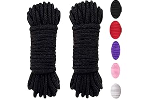 WUWYOUWL Corda in cotone morbido, 2 pezzi, 10 m, 8 mm, multiuso, corda intrecciata in cotone spesso (nero)