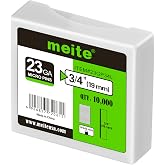 meite 23GA Headless Pin Nails 19mm, 10,000 Pieces, 0.6mm 23 Gauge Galvanized Nails for Gun Pins, Woodworking, Mouldings and F
