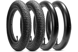 YunSCM Lot de 2 pneus de vélo 14 Pouces 14x2.125 ETRTO 57-254 Plus Lot de 2 Chambres à air 14x1.75/2.125 AV32 mm Valve Compatible vélo Enfant 14x2.10 14x2.125 14x2.20 pneus et Chambre à air