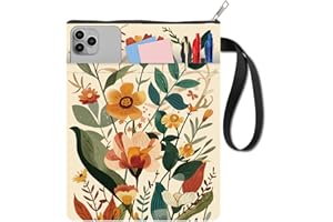 CRASPIRE Orange Flower Book Covers Plant Book Sleeve Book Protector for Paperbacks Washable Fabric Cloth Book Cover with Zipper and Extra Sleeve Pocket for Book Lovers Classmate Gifts