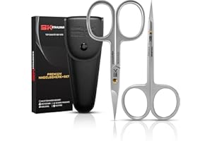 Sk Stahlwaren Scheren set 2-Teilig Nagelhautschere fein gebogen 9,5 cm & Nagelschere gebogen 9 cm Premium Rostfreier Edelstahl geeignet zum entfernen von Nagelhaut & hautresten Wimpern & Augen