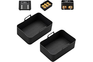 HIVIO Air Fryer Silicone Liner for Cosori Dual Air Fryer 8.5L/Ninja/Tower,2pcs Air Fryer Liners Reusable Air Fryer Accessories for Ninja Foodi AF300UK and Other Dual Air Fryer