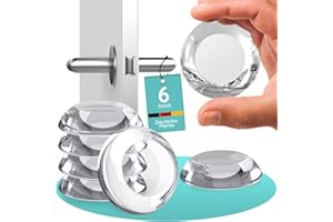 HOMERY Samoprzylepny stoper do drzwi na ścianę, samoprzylepny, przezroczysty [6 sztuk] – bardzo duże gumowe odbojniki 50 mm i klamki, amortyzujący wstrząsy, silikonowy odbojnik ścienny, ochrona ściany do