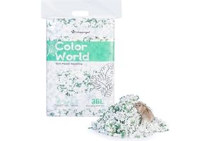 Niteangel Aspen Shaving Litière pour hamsters syriens nains, gerbilles, souris, dégu, rats, lapins, cochons d'Inde, chinchillas, hérissons ou autres petits animaux (36L - Litière en papier blanc/vert)