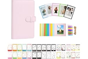 Sofortbild-Film-Zubehör-Set für Instax Mini LiPlay 12 11 9 8+ 8 evo 99 SE 40 90 70 50S 26 25 7S Kamera, inklusive Album/Filmaufkleber/magnetischer Fotorahmen/Aufhängerahmen, Blumenrosa