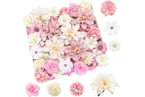 YSUVIN 50 Fleurs Artificielles Deco, Fausse Fleur Decoration, 10 Types de Différentes Fleur Artificielle Deco, Tete de Fleur Artificielle Convient pour Les Mariages Fêtes et Tenues D'intérieur