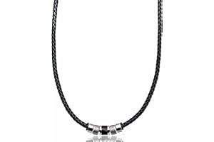 David Galvani ® | Handmade Herren Lederkette mit Bead-Anhänger aus Edelstahl Silber | Halskette für Herren | Edelstahl | Kugel | Lederkette | Leder geflochten | Geschenk für Männer