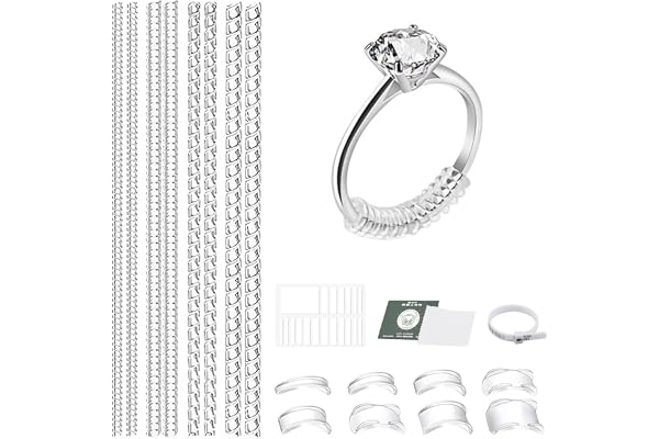Soodyoow 19 stycken ringförminskning osynligt set, ringreducerare osynlig ring gör liten, transparent ringstorleksinställning för lösa ringar män och kvinnor