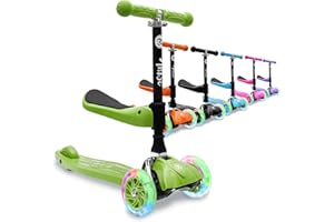 3StyleScooters RGS-0 Kids Scooter for Ages 2-8 - 3 Wheels Scooters with LED Light Up Wheels for Boys, Girls, Toddlers, Children - Adjustable Height Kick Tri Scooter with Foldable Travel Design