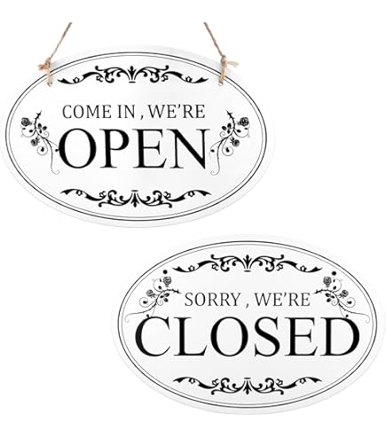 Cartello Aperto/Chiuso Stile Vintage - In Legno Con Sole E Luna Per Negozi - Foto 4