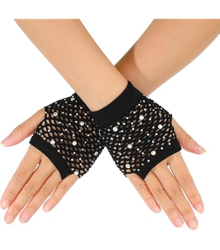 4 Pares De Guantes De Malla Sin Dedos | Largos Y Cortos En Blanco Y Negro | Accesorios Retro Para Fiestas