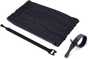 50Pk Attache Câble Collier de Câblage, Trilancer Liens 20cm pour Organiser les Câbles Fins avec Scratch pour une Utilisation au Bureau, à la Maison et dans des Centres Informatiques (Noir)