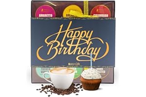 SEDOL Happy Birthday Gourmet Coffee Gift - 9 Flavours Premium Medium-Dark Roasted Ground Beans - Gift for Coffee Lovers - Birthday Present for Him and Her