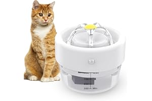 JEWYOW Fontaine pour Chats sans Fil, 1L Automatique Ultra Silencieuse avec Filtre, Deux Modes D'écoulement, 25s, 120 Inducteur Grand Angle pour Chats et Chiens