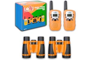 Zestaw Młodego Odkrywcy dla Dzieci Levenhuk LabZZ WTT10 z 2 Krótkofalówkami Oraz 2 Lornetkami do Gier i Zabaw na Świeżym Powietrzu, Kolor Pomarańczowy