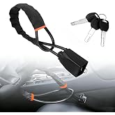 Neuytiky Anti-theft Car Bar Anti-Theft Car Lock Van Security Anti-theft Caravan Clamping Car 3 Keys Black Orange (Black and O