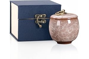 LYLQMY Small Ceramic Memorial Ash Urns for Human or Pet: 5.5 Cubic Inches Mini Sharing Funeral Urns with Exquisite Box (White)
