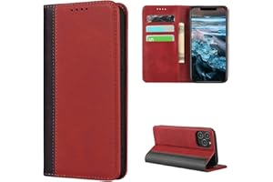 Copmob Hülle iPhone 12 Pro Max,Flip Leder Brieftasche Handyhülle,[3 Kartensteckplatz][Ständerfunktion][Magnetverschluss],Klapphülle Ledertasche Schutzhülle für iPhone 12 Pro Max - Rot+Schwarz