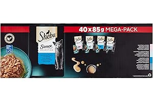 Sheba Kolekcja sosów Świeże Worki Mokra karma Wybór ryb dla dorosłych kotów 4 odmiany 40x85g