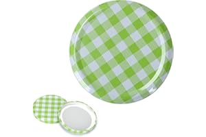 MorNon 100 Stück Twist Off Deckel Ersatzdeckel Verschlüsse Schraubdeckel für Sturzgläser to 82 mm Sturzglas Passend für 230/350 / 435 ml / 565 ml Einmachgläser Einkochgläser Grün Karriert