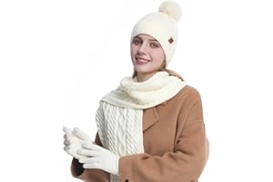 MAZELIKEHOOD Ensemble Écharpe Bonnet Gants Écharpe Chaud Bonnet et Mitaines pour l'Hiver Noël pour Femme
